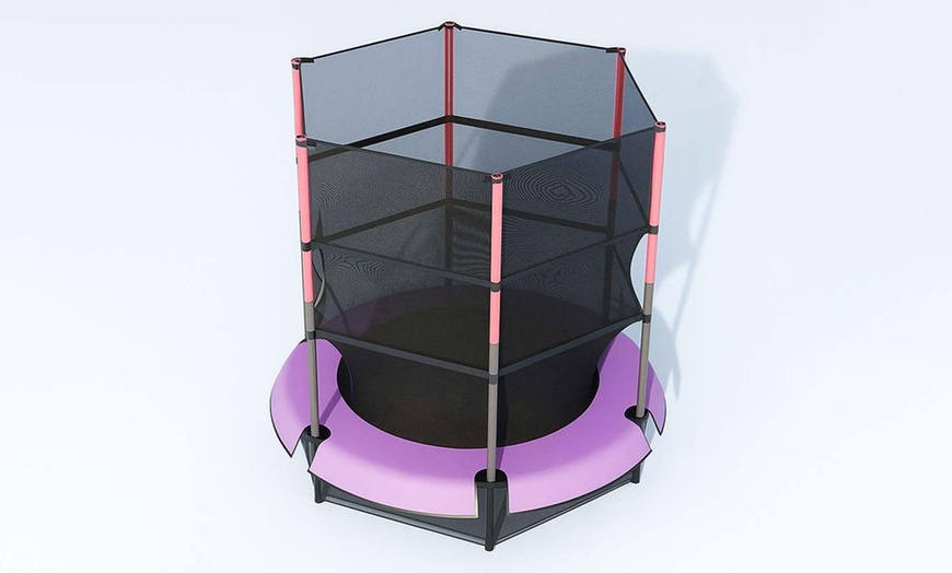 Image 2: Alivio Kids Jumping Trampoline with Safety Enclosure Net 