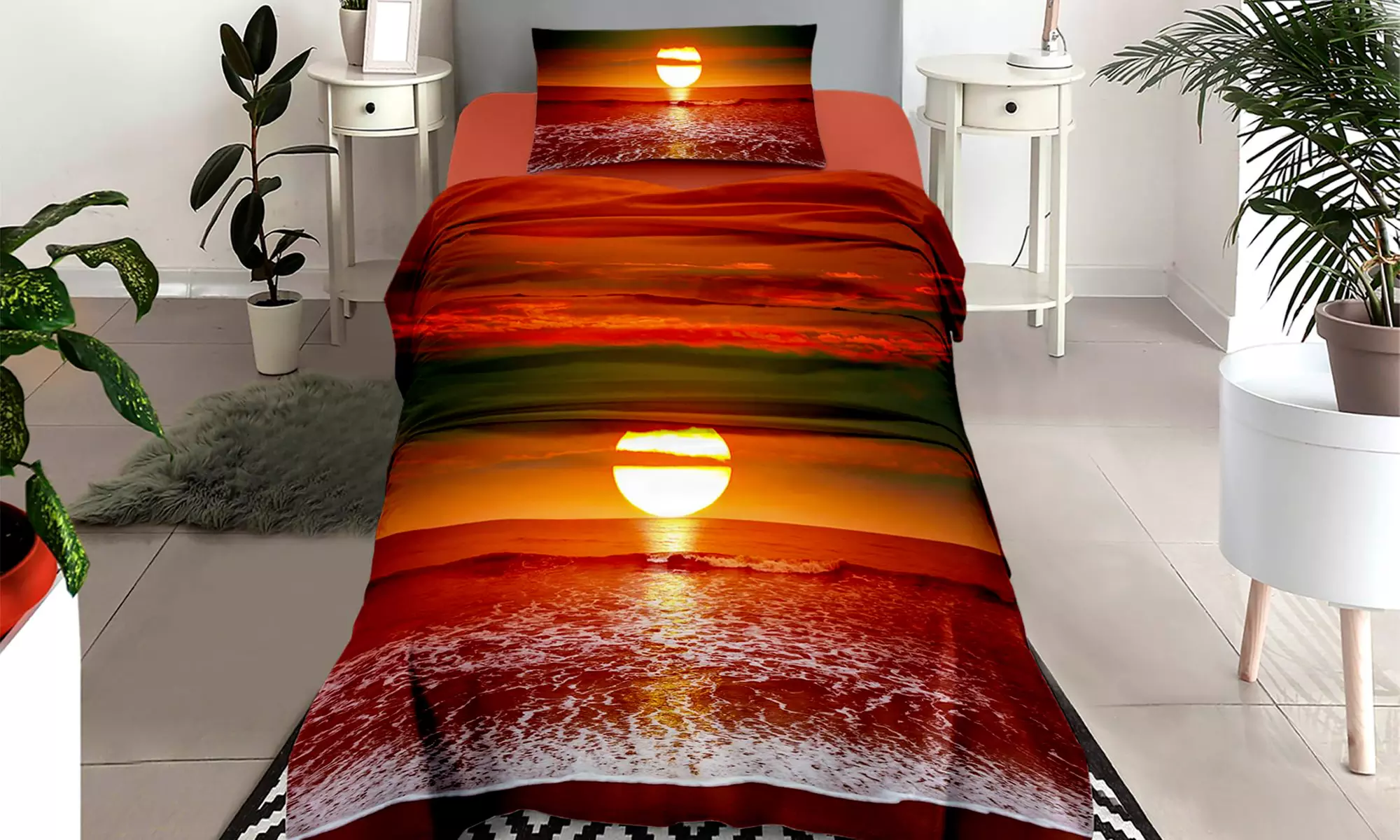 Completo lenzuola in cotone con stampa digitale