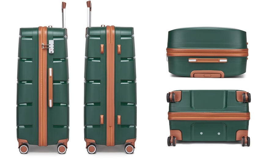 Image 10: Maletas de ruedas rígidas en color verde con cerradura TSA, de Kono