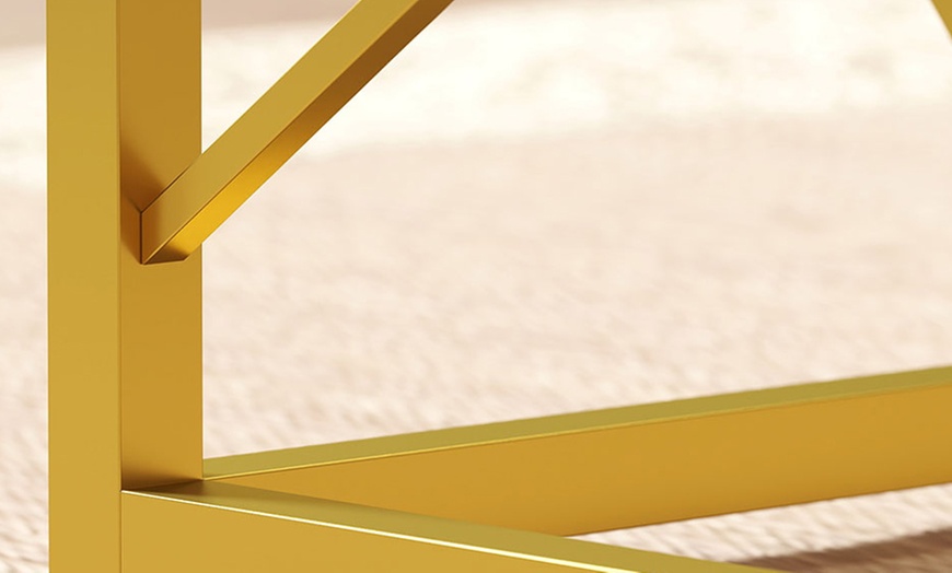 Image 3: HomCom Set of Three Stacking Coffee Tables in White and Gold Tone 