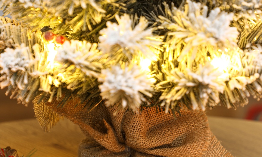 Image 14: Prelit Small Christmas Tree, Snow Flocked Tabletop Xmas Tree