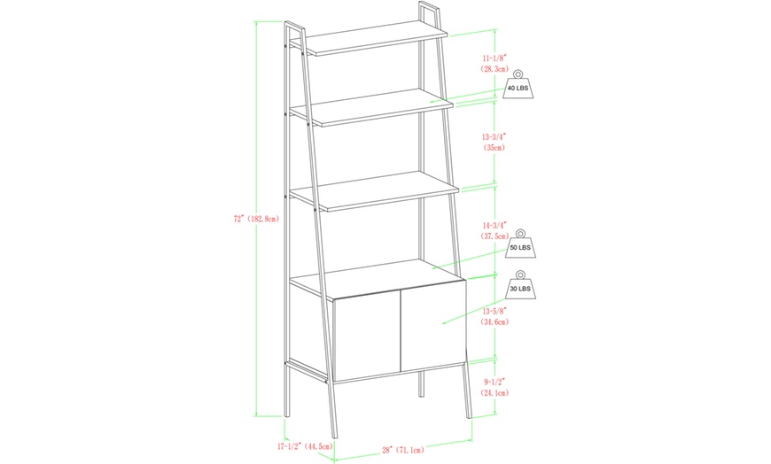 Image 8: Ladder-Style Bookshelf with Cabinet