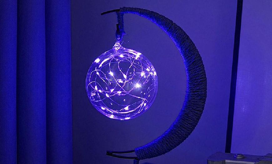 Image 15: LED Half-Moon Rattan Ball Lamp