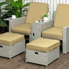 Image 8: Outsunny Rattan-Effect 2 Sun Loungers with Footstools, with Cushions