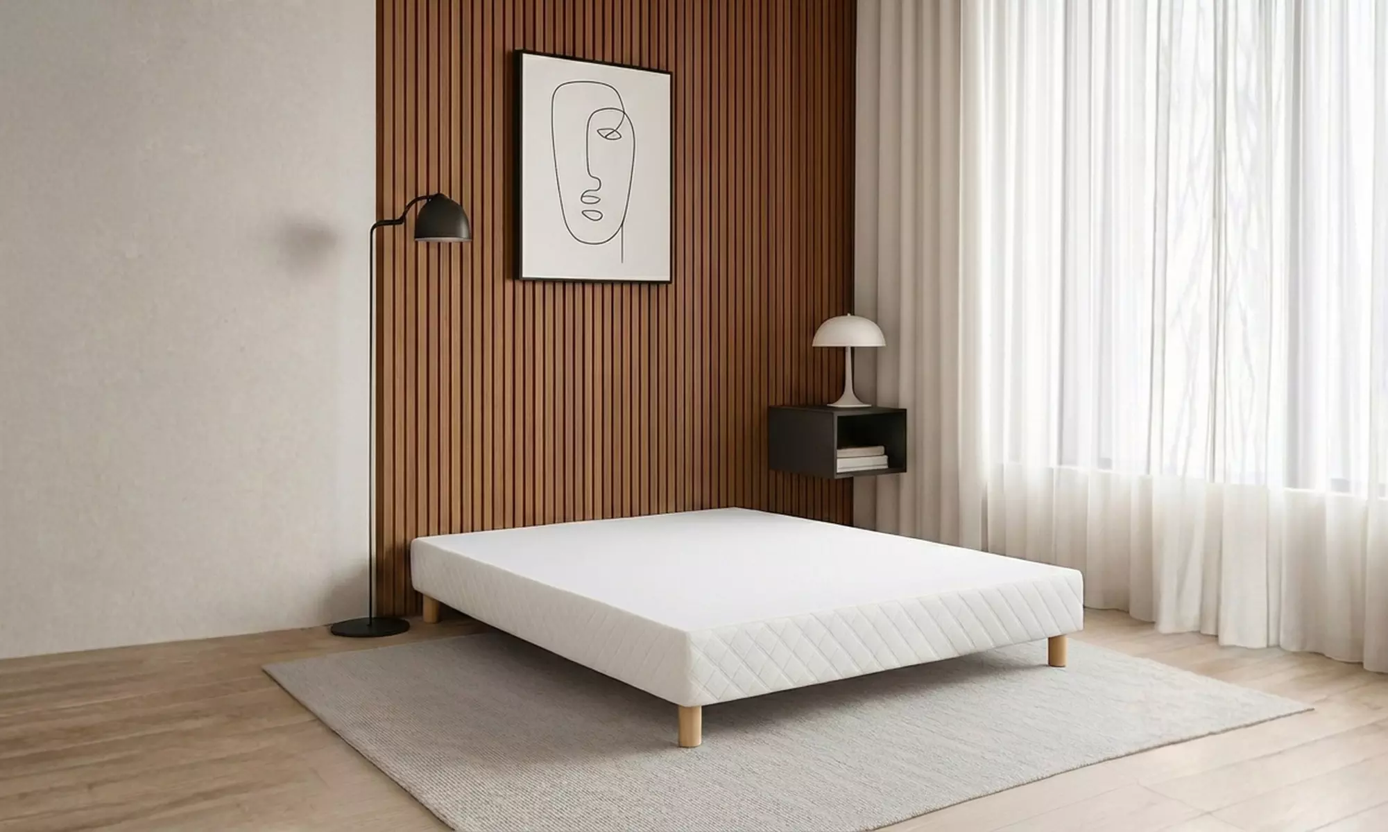 Sampur Polsterbettgestell mit schaumstoffgefüttertem Stoffbezug