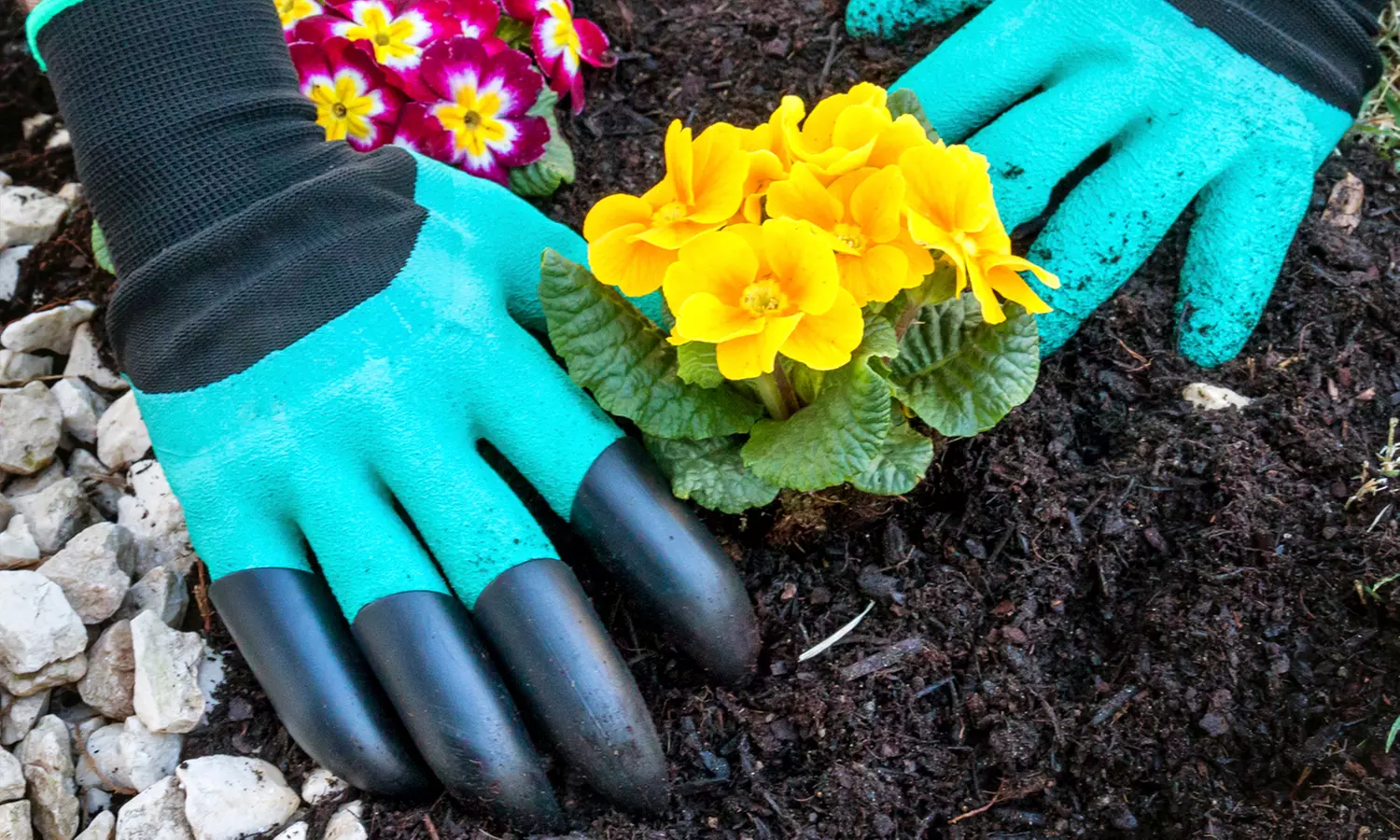 1 o 2 paia di guanti da giardinaggio con 4 artigli in plastica per scavare nel terreno - Primary Image