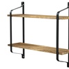 Image 3: 2-Tier Pine Wood Floating Wall Shelves with Industrial Design
