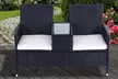 Outsunny Two-Seater Rattan-Effect Chair with Integrated Table, Black - Image 4