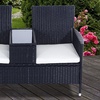 Image 4: Outsunny Two-Seater Rattan-Effect Chair with Integrated Table, Black