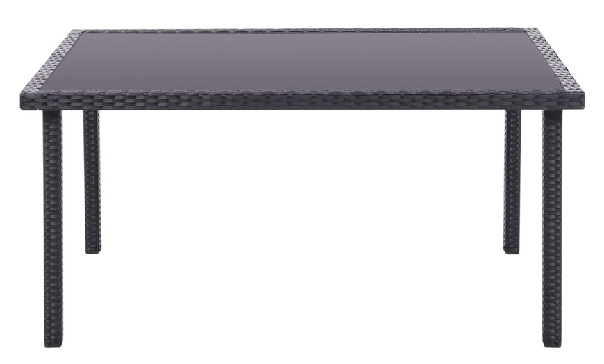 Image 41: Outdoor Garden Rattan Effect Tempered Glass Coffee Table with 6 Styles