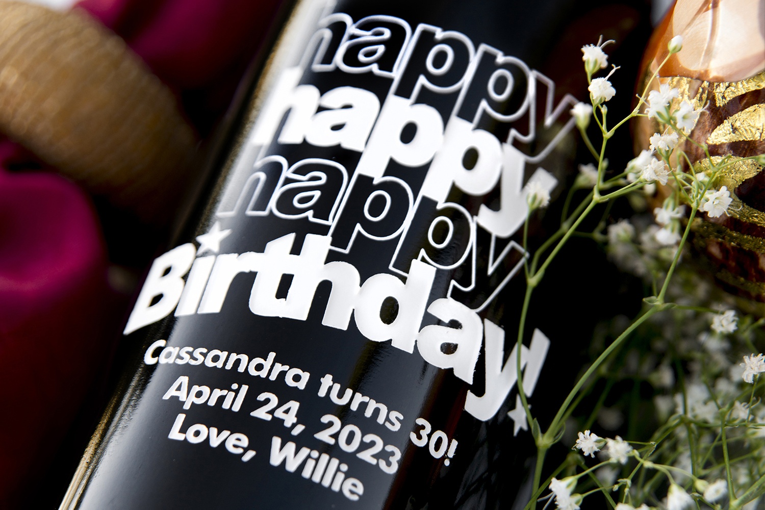 Custom Engraved Birthday Wine: Personalized Gift for Him or Her - Hand-Etched Milestone Designs & Happy Birthday Bottles