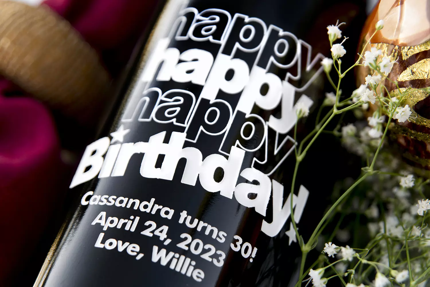 Custom Engraved Birthday Wine: Personalized Gift for Him or Her - Hand-Etched Milestone Designs & Happy Birthday Bottles
