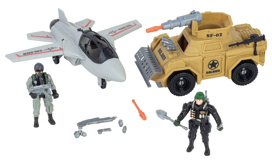 Image 1: Set de jouets militaires avec avion et char