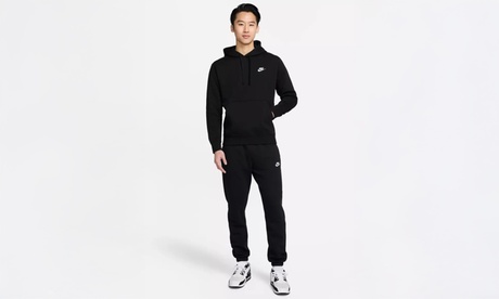 Nike Men's Black Club Embroidered Swoosh Pullover Fleece Full Tracksuit: /M