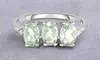 3.00 CTTW Genuine Green Amethyst Tri Stone Ring Sizes 6-9