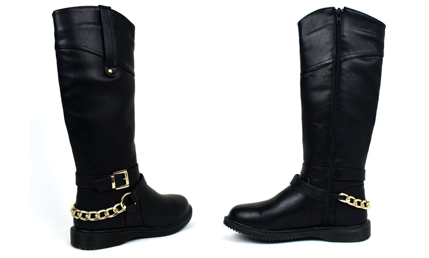 Image 3: Buckle Chain Zip Boots