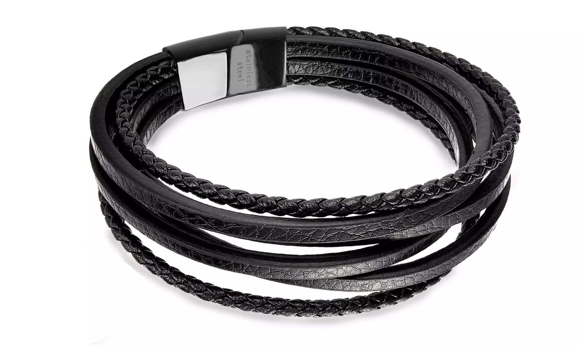 Men's Leather Bracelet with Magnetic Clasp