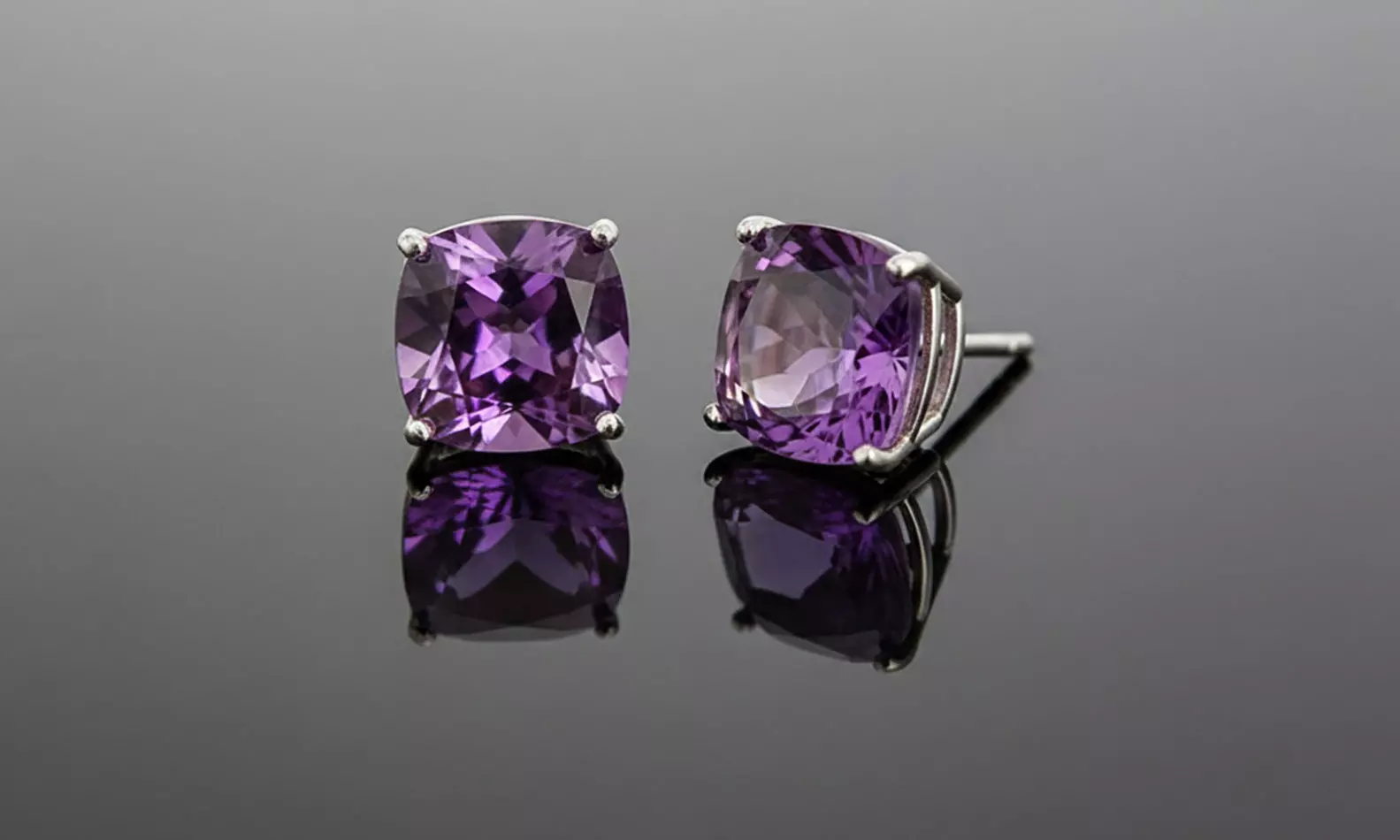 Paris Jewelry 14k White Gold Plated 7x7mm Cushion Cut Stud Earrings