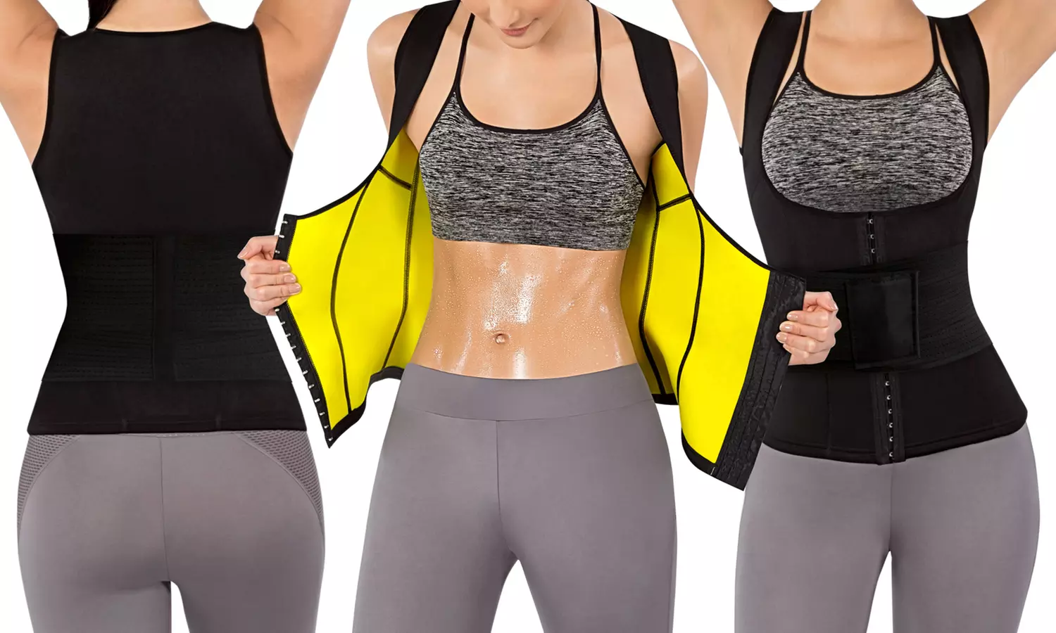 Hot Sweat Cami Corset with Waist Trainer Belt. Plus Sizes Available. - Primary Image