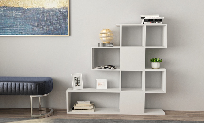 Image 1: Ladder Style Open Bookshelf