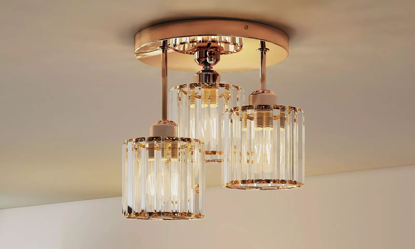 Emitto Crystal Semi-Flush Ceiling Light with 1-Light & 3-Light Options