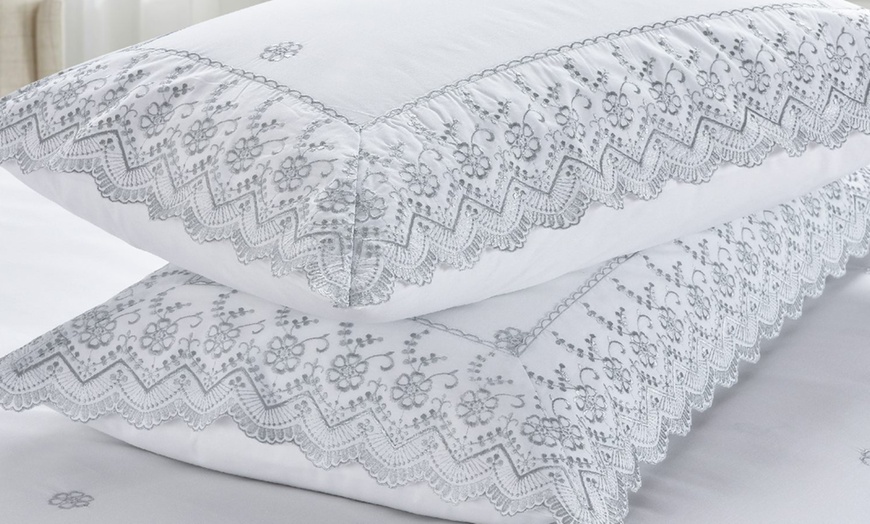 Image 6: Gabrielle Embroidered Lace Duvet Set