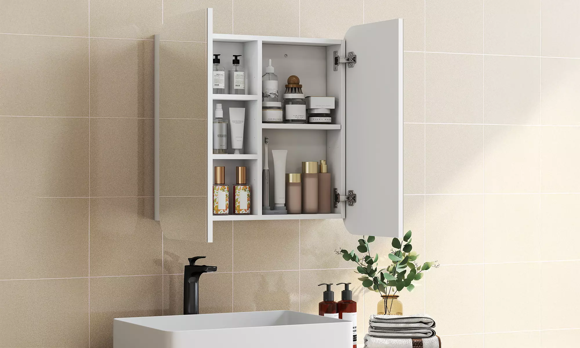 HomCom Arched Bathroom Mirror Cabinet in Two Styles