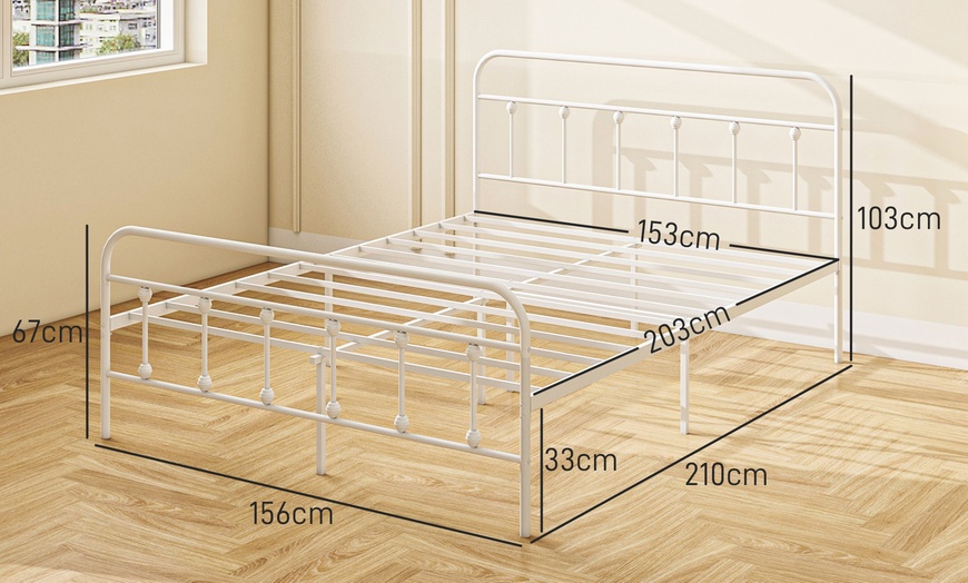 Image 25: HomCom Metal Bed Frames in Various Sizes and Colours