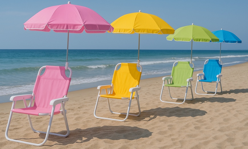 Image 1: Chaise pliante avec parasol pour enfants