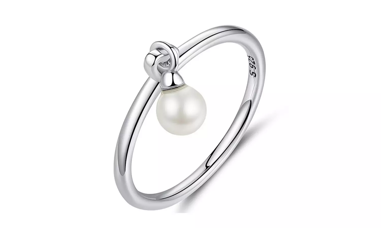 925 Sterling Silver Freshwater Pearl Dangle Ring Available In Sizes 6-9
