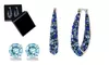 Inside Out Blue Crystal Hoop Earrings W/2.00CT Stud With Crystals From Swarovski