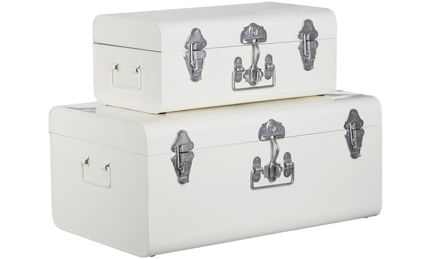 Image 3: Set of Two Metal Storage Trunks