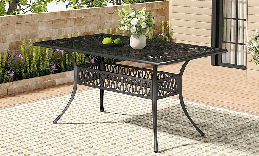 Image 13: Garden Outdoor Cast Aluminum Vintage Bistro Table 