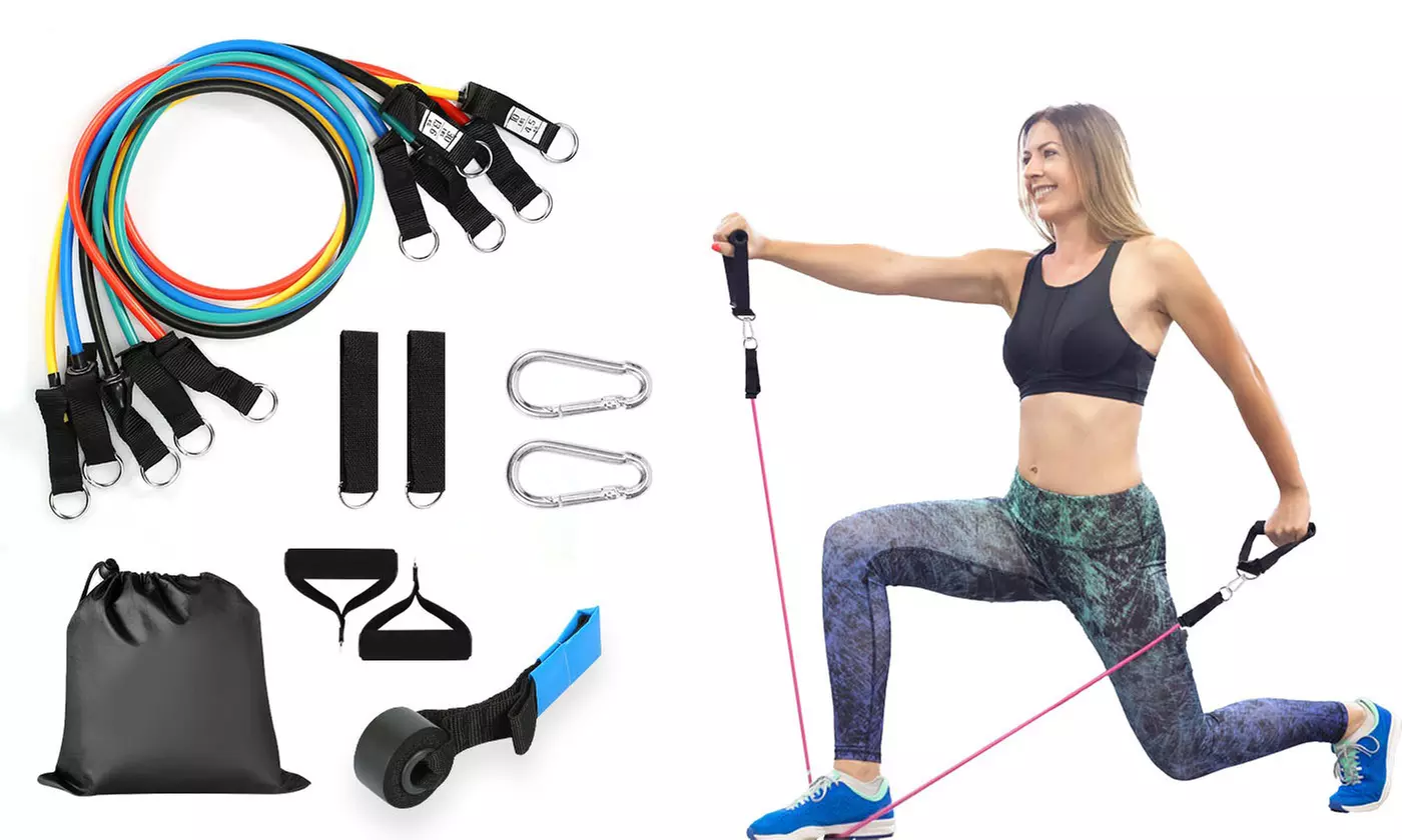 iMounTEK Resistance Bands Exercise Set Fitness Workout Tube Bands (11-Piece)