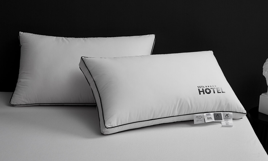 Image 32: 100% Cotton Five Star Hotel Pillow 2 Pack Set