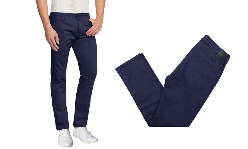 Image 6: Men's 5-Pocket Slim Fit Cotton Stretch Chino Pants (Sizes, 30-42)