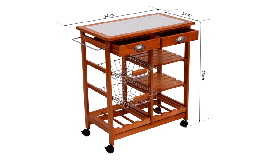 Image 18: HomCom Kitchen Trolley Cart