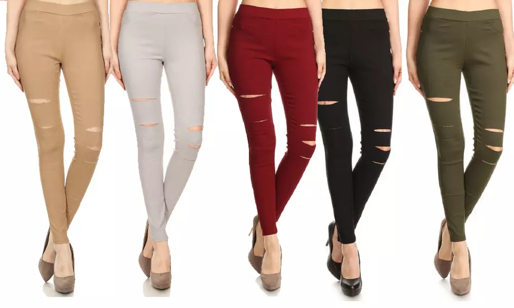 Women's High-Waisted Pull-On Ripped Stretch Skinny Jeggings (3-Pack). Plus Sizes Available. - Primary Image