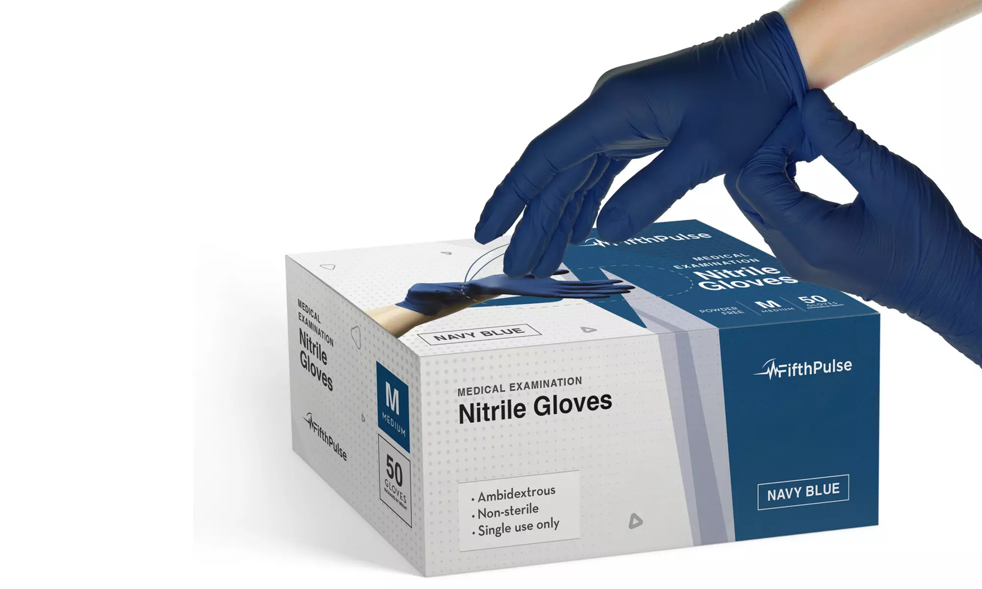 Fifth Pulse Nitrile Exam Latex Free and Powder Free Gloves - Box of 50