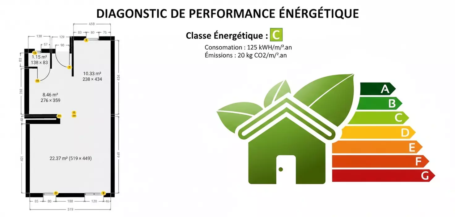 Diagnostic de performance énergétique conforme à la réglementation pour vente et location avec visualisation 2D et 3D - Primary Image