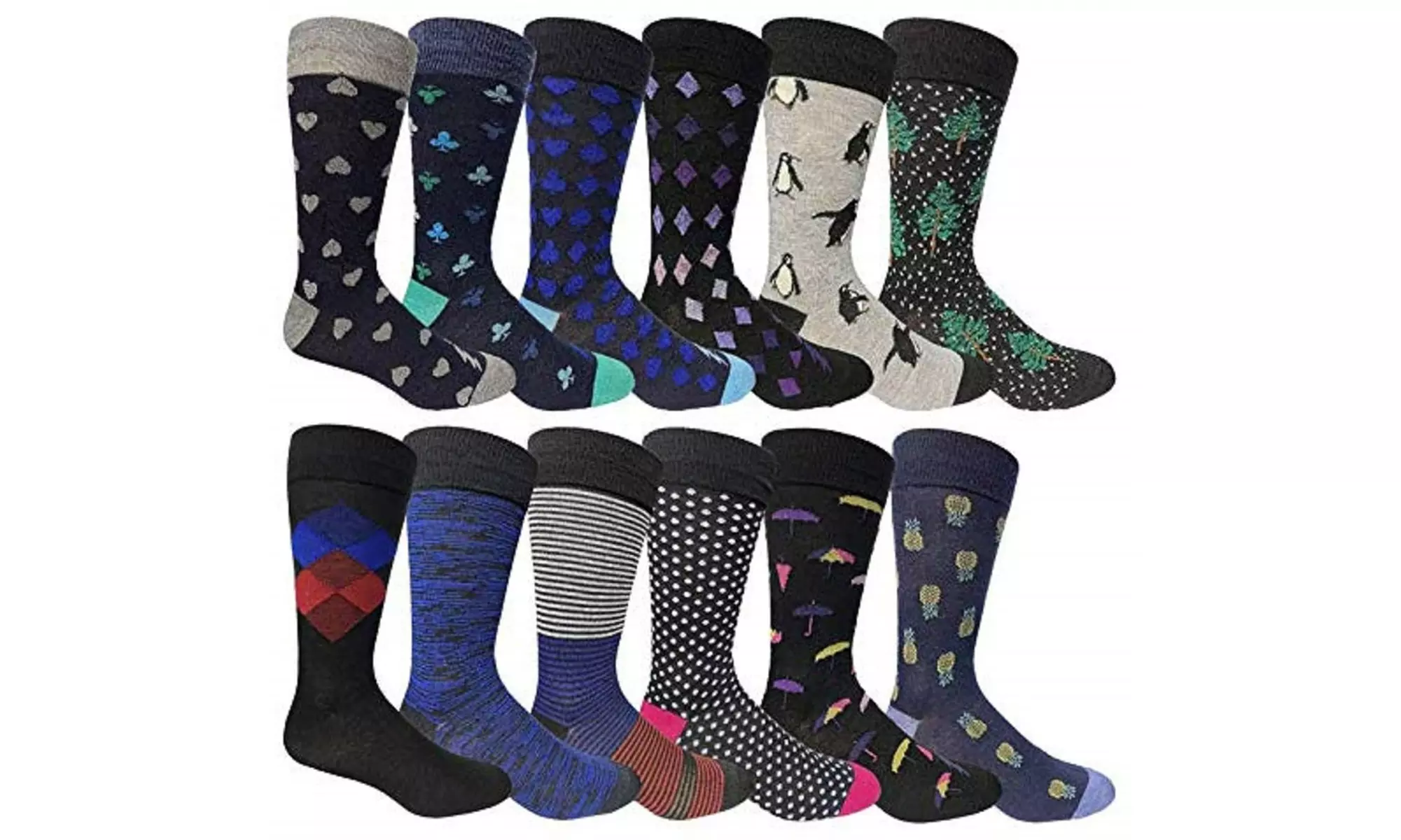 Yacht & Smith 12 Pairs Mens Fashion Designer Dress Socks, Patterned