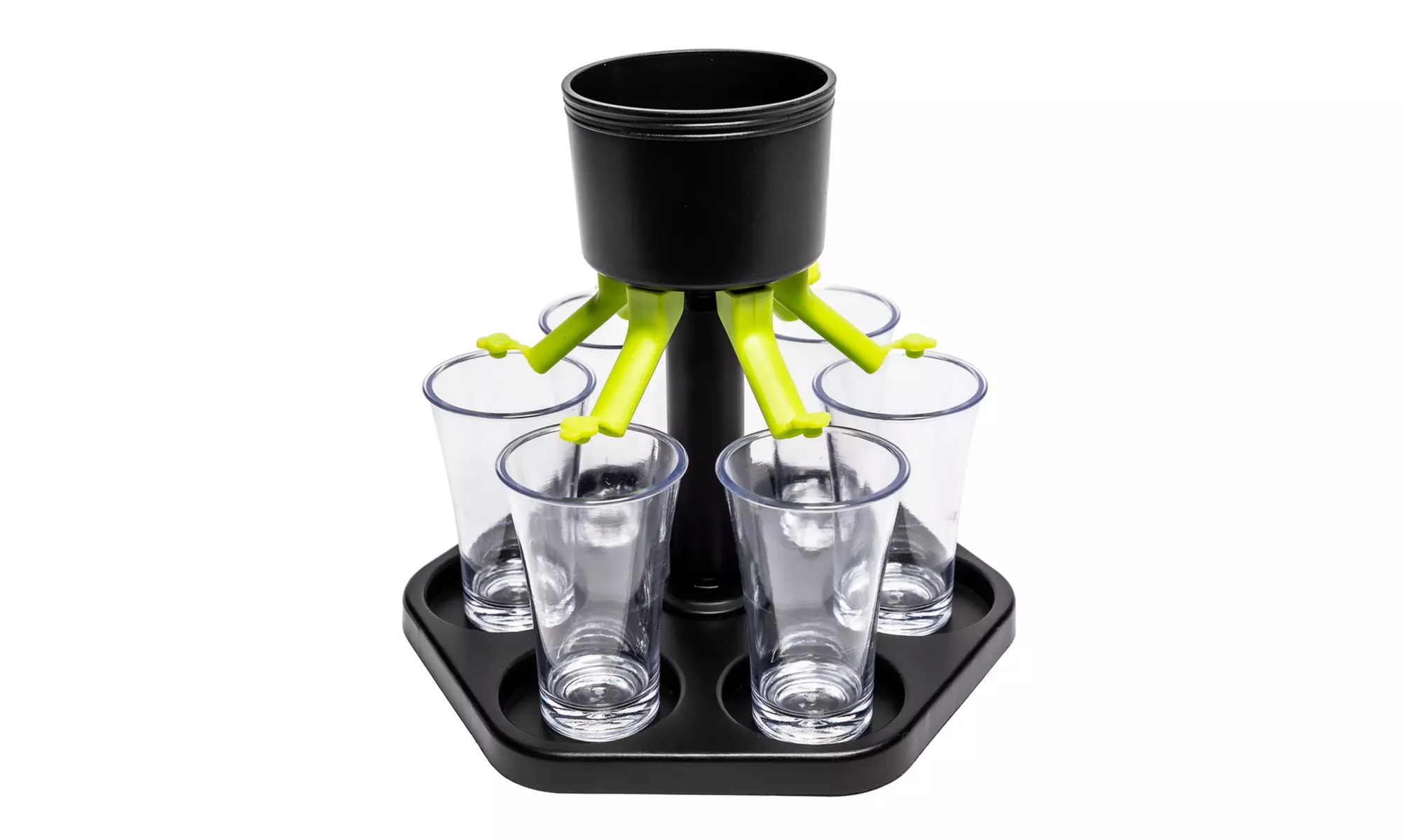 6 Shot Liquor Dispenser/Holder Set with 6 Shot Acrylic Glasses