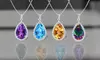 Sterling Silver Genuine Gemstone 4.00CT Pear Cut Necklace 4 Options