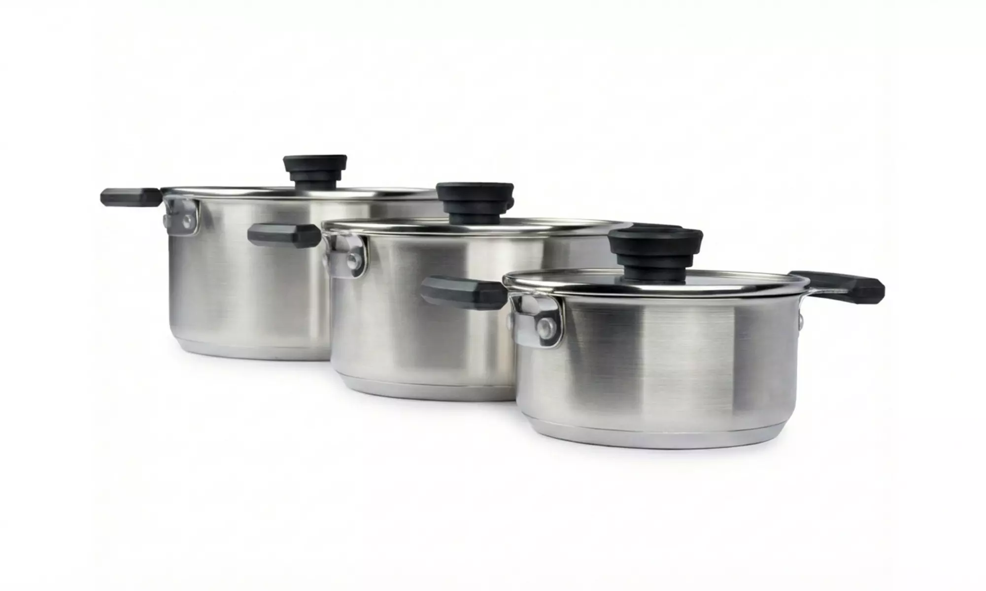 Set di 3 casseruole impilabili in acciaio inox Pintinox