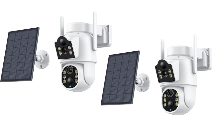 Image 2: Cámara de seguridad con lente dual, visión nocturna y recarga solar