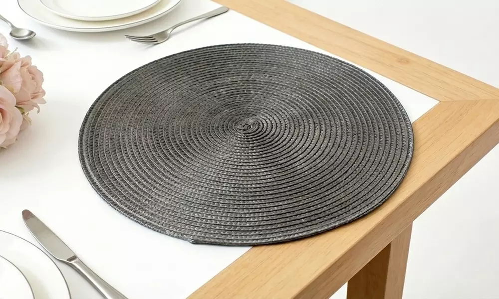 Set di 5 tovagliette rotonde intrecciate