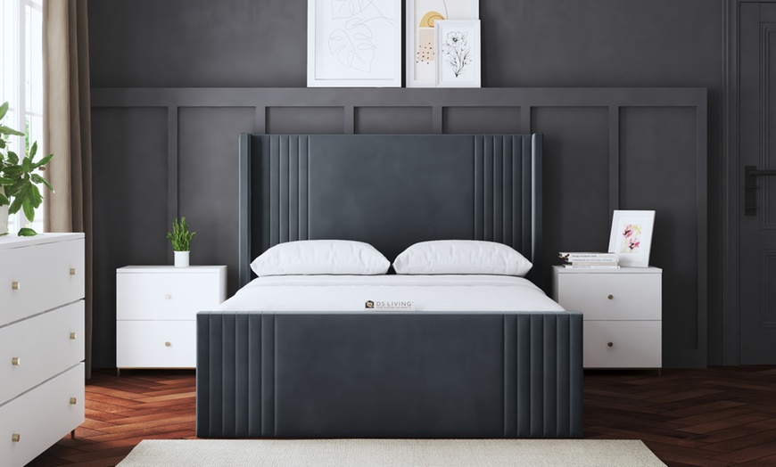 Image 29: DS Living Elara Winged Panel Bed With Ottoman Gas Lift