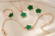 5-Leaf Clover Jewellery Set with Necklace, Bracelet, Ring and Earrings - Second Medium