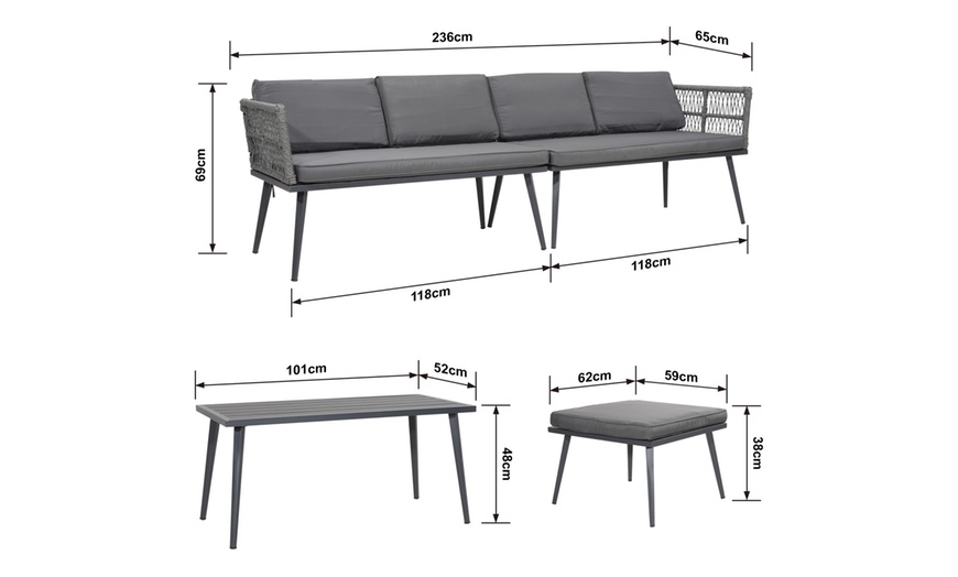 Image 6: Four Seater Outdoor Sofa Set with Table and Footrest