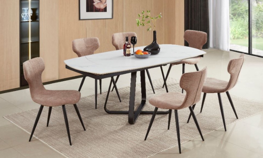 Image 1: DS Living Arden Ceramic Expandable Dining Room Table 
